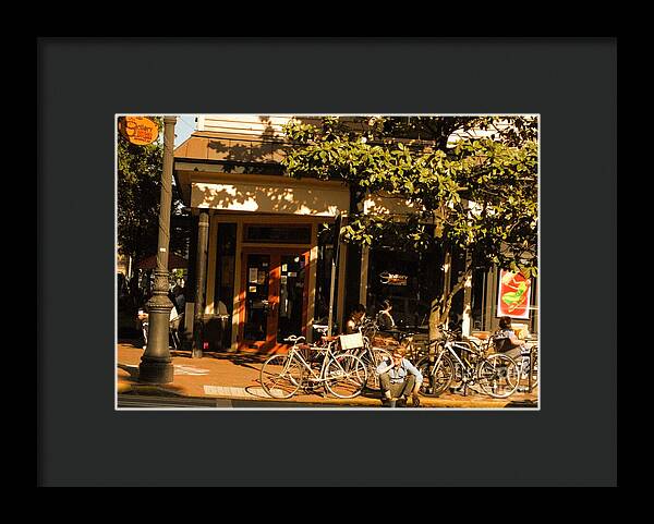 Sunny Afternoon at a Bike Cafe - Framed Print