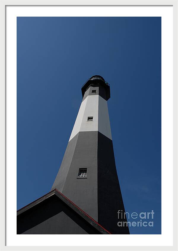 Tall Black and White Lighthouse - Framed Print
