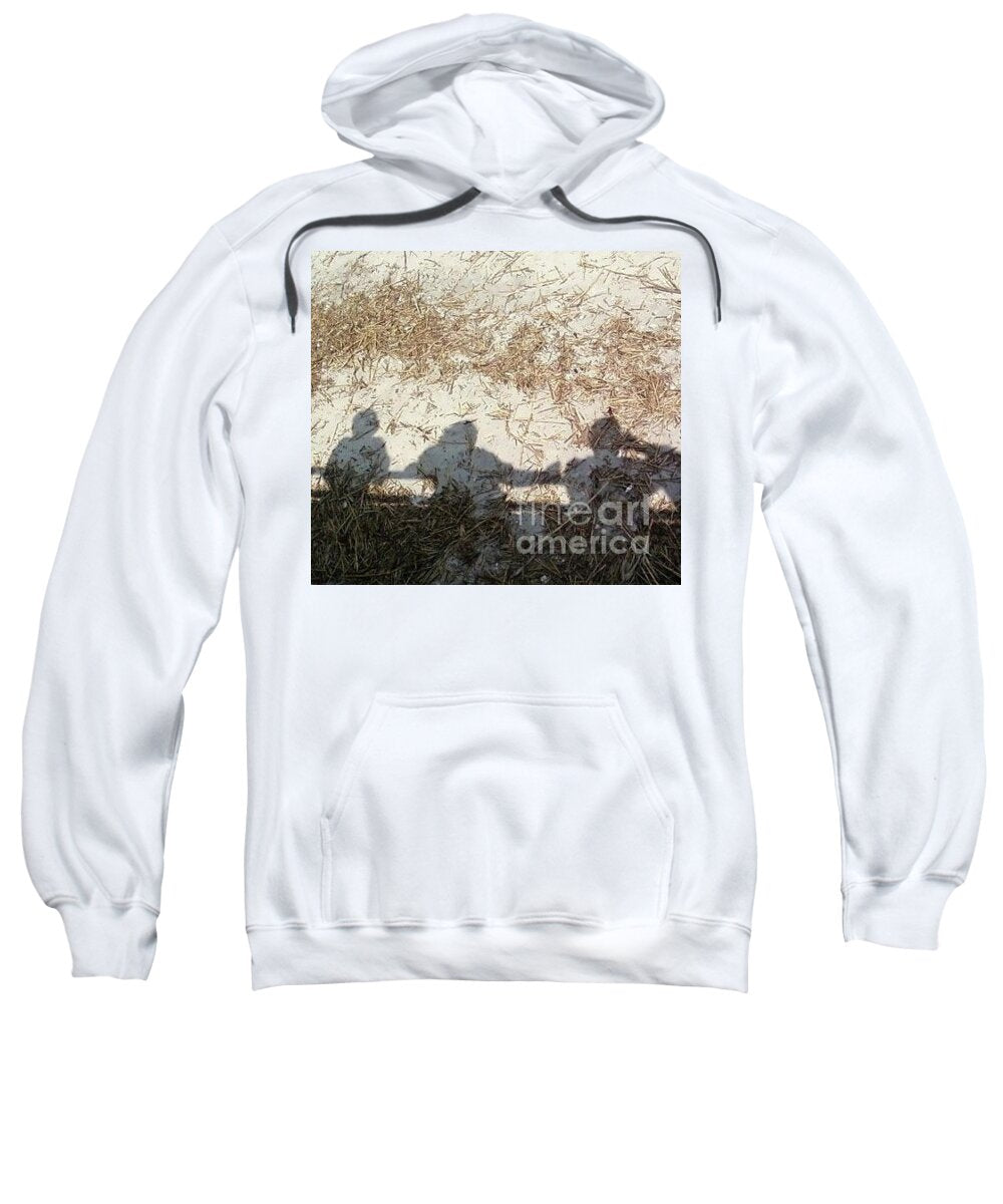 Three Shadows on Sandy Shore Cotton Blend Hoodie Sweatshirt, Machine Washable, Available in Multiple Sizes