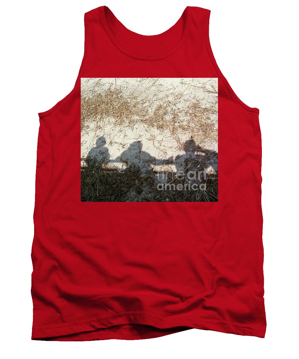 Three Shadows on Sandy Shore Cotton-Polyester Blend Tank Top, Machine Washable