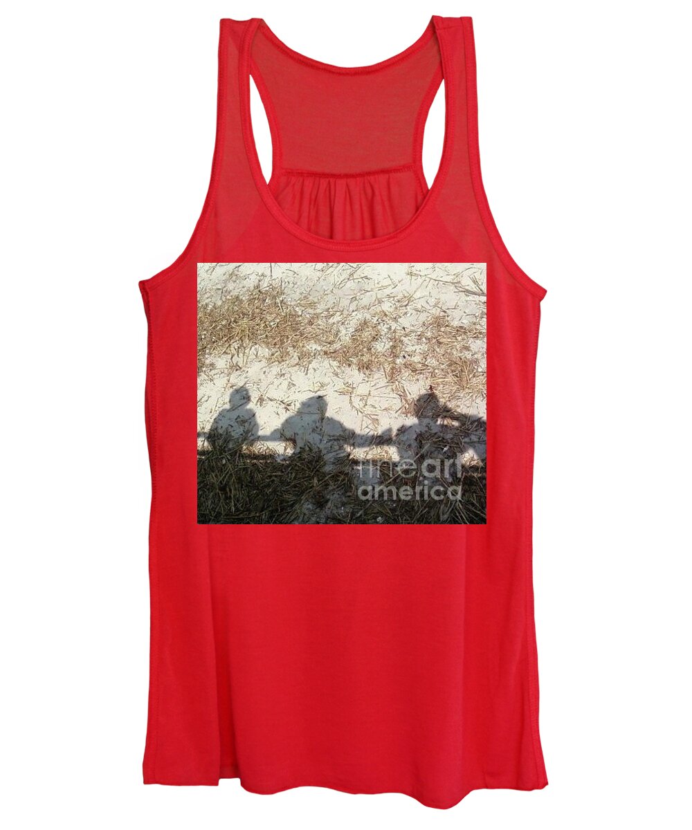 Three Shadows on Sandy Shore Women's Cotton Polyester Blend Tank Top, Machine Washable