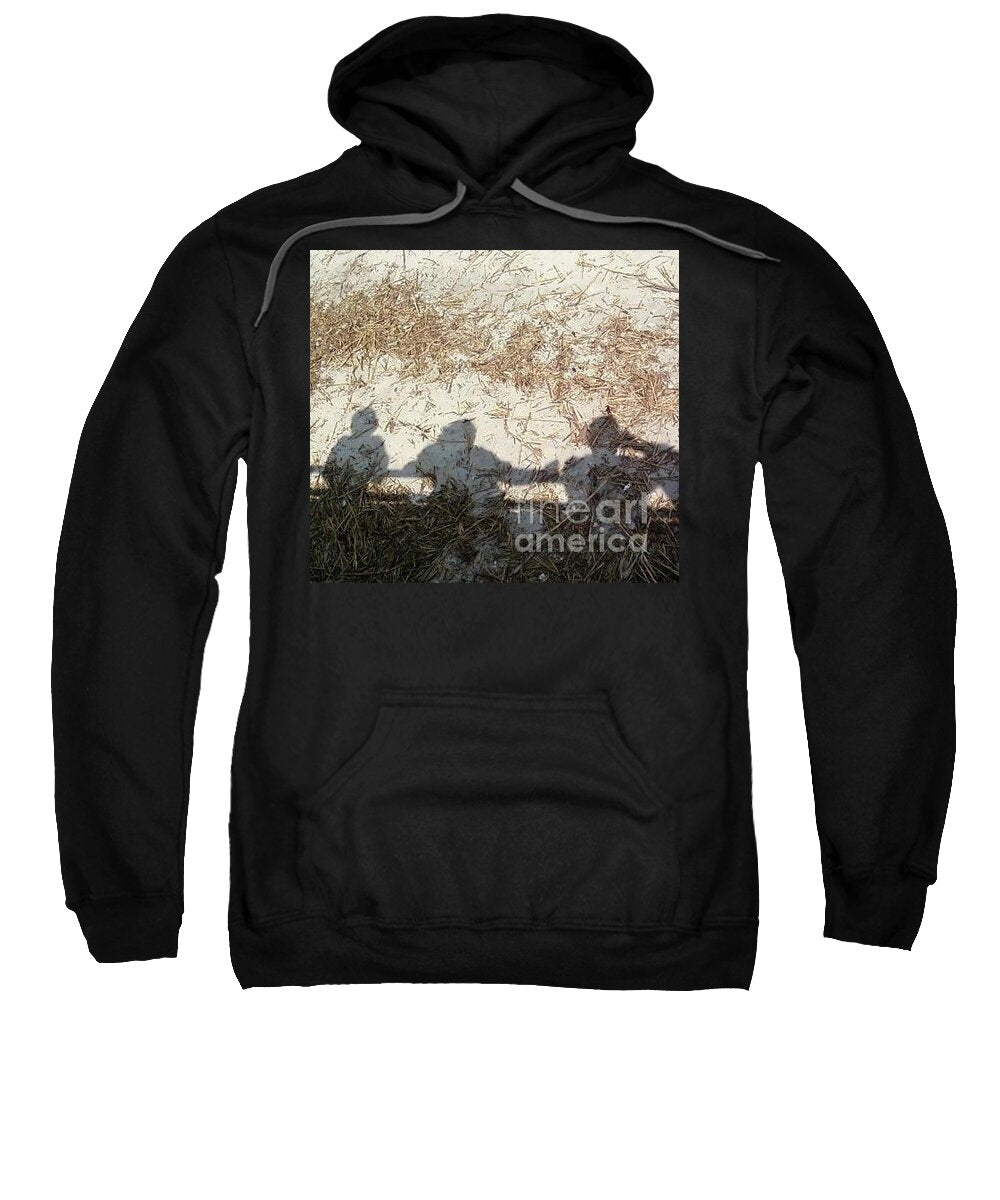 Three Shadows on Sandy Shore Cotton Blend Hoodie Sweatshirt, Machine Washable, Available in Multiple Sizes