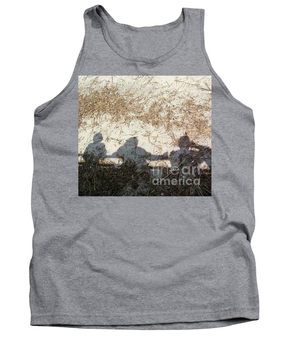 Three Shadows on Sandy Shore Cotton-Polyester Blend Tank Top, Machine Washable