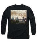 Three Shadows on Sandy Shore Long Sleeve Cotton Blend T-Shirt, Machine Washable Tee