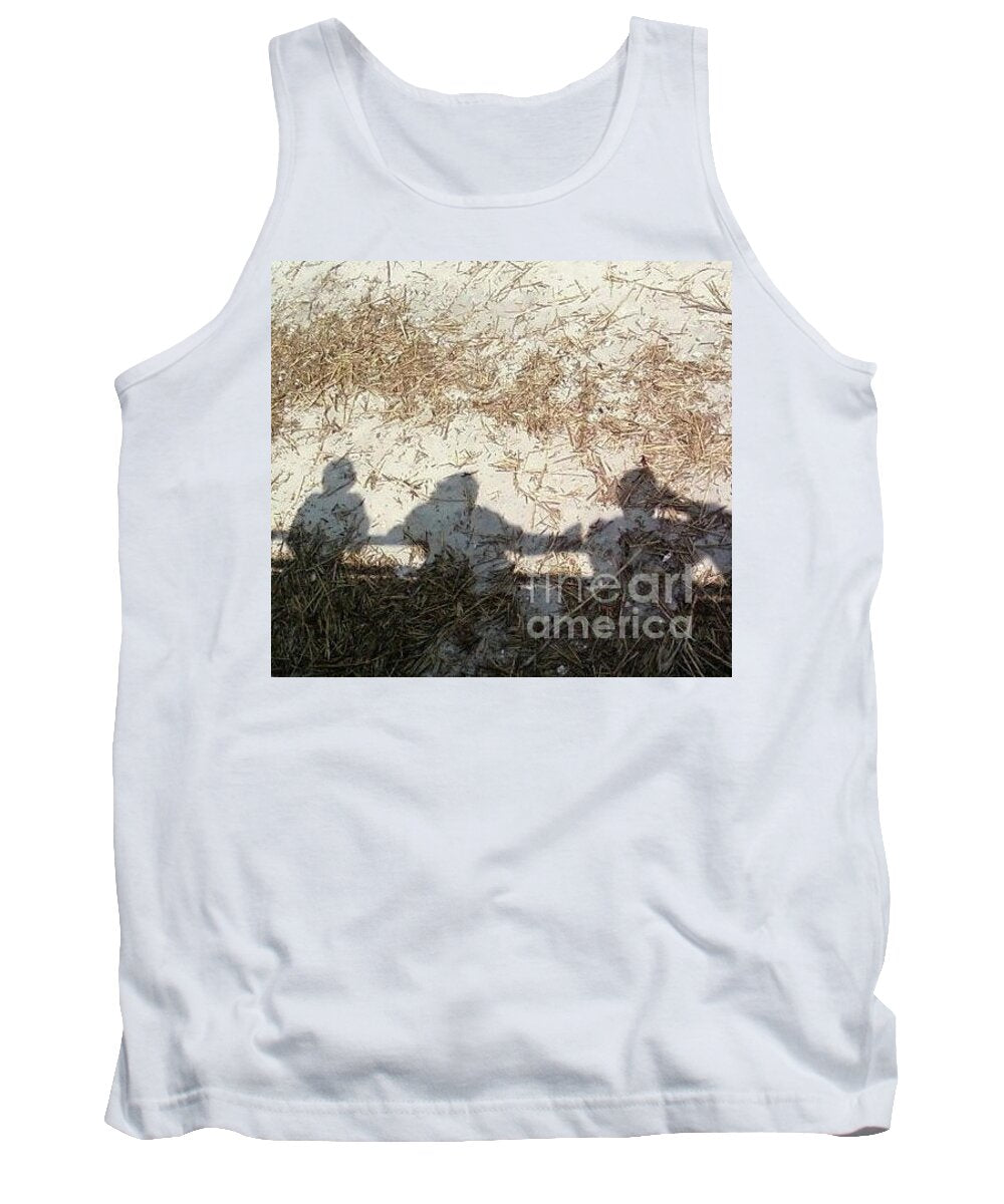 Three Shadows on Sandy Shore Cotton-Polyester Blend Tank Top, Machine Washable