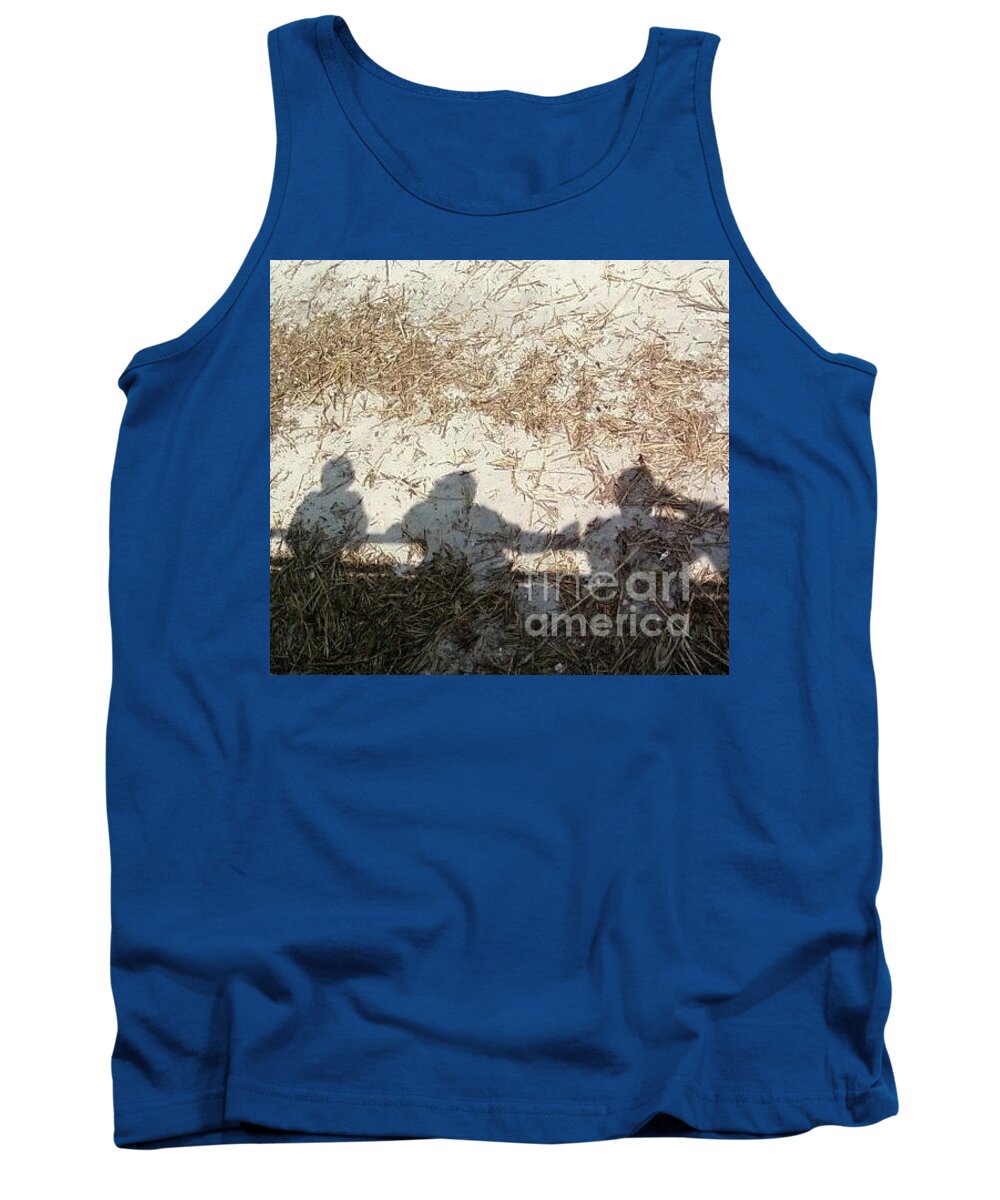 Three Shadows on Sandy Shore Cotton-Polyester Blend Tank Top, Machine Washable