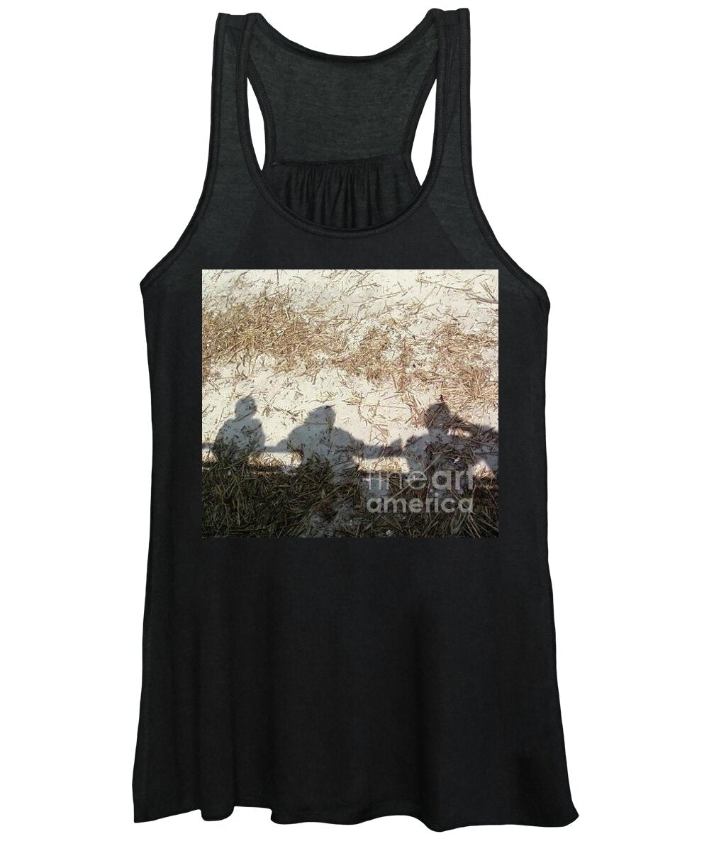 Three Shadows on Sandy Shore Women's Cotton Polyester Blend Tank Top, Machine Washable