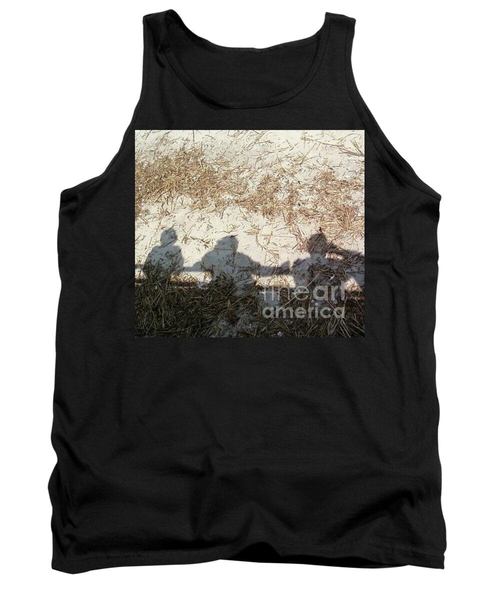 Three Shadows on Sandy Shore Cotton-Polyester Blend Tank Top, Machine Washable