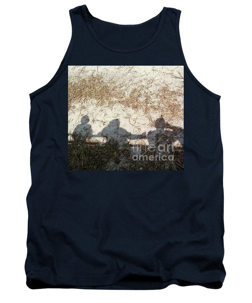Three Shadows on Sandy Shore Cotton-Polyester Blend Tank Top, Machine Washable
