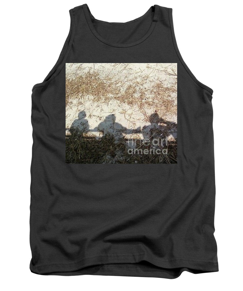 Three Shadows on Sandy Shore Cotton-Polyester Blend Tank Top, Machine Washable