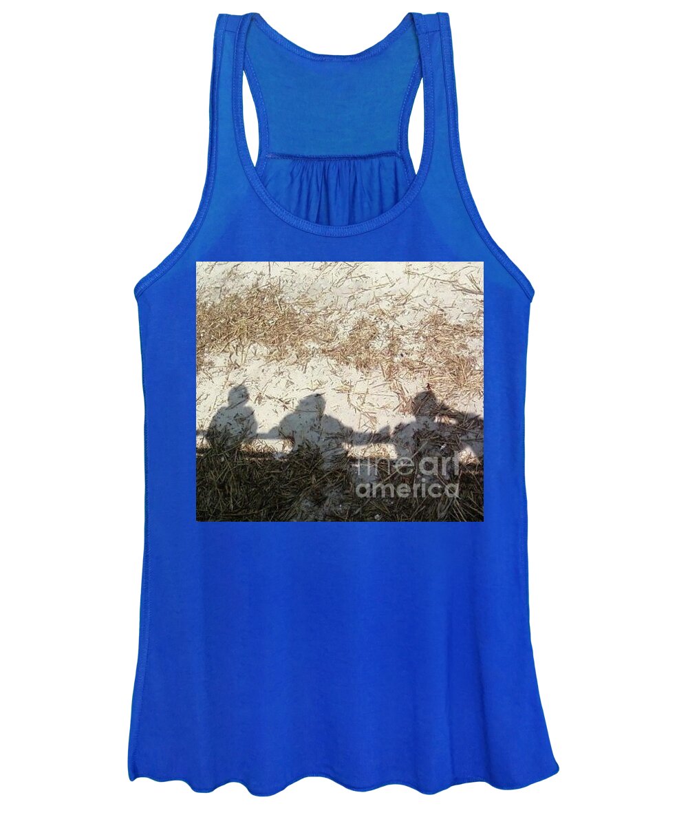 Three Shadows on Sandy Shore Women's Cotton Polyester Blend Tank Top, Machine Washable
