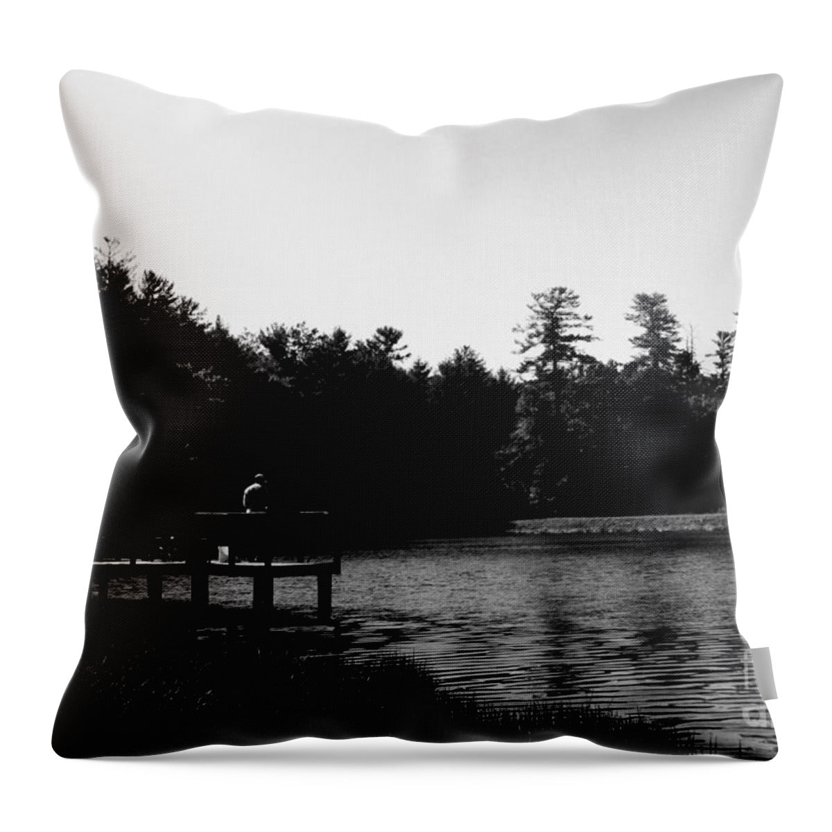 Tranquil Lakeside Afternoon - Throw Pillow