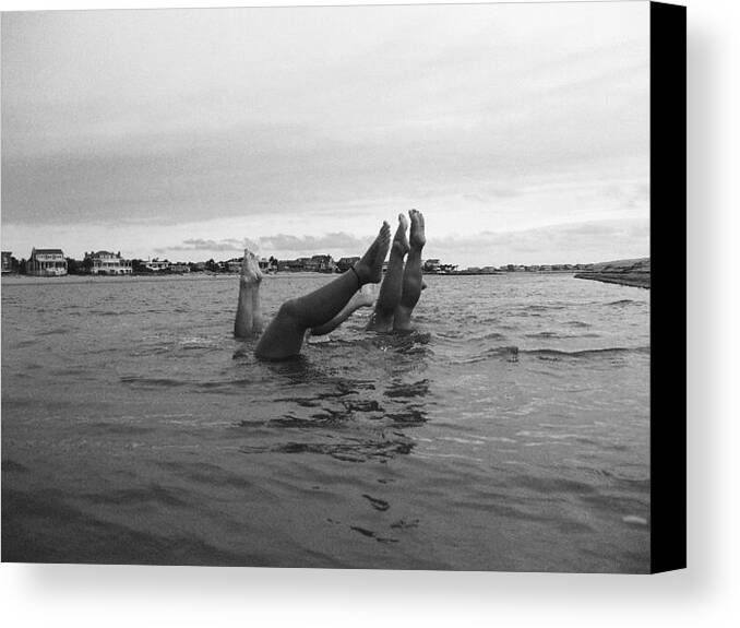 Upside Down Swimmers in the Sea Premium Stretched Canvas Print Ready to Hang