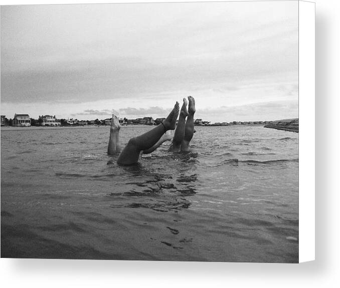 Upside Down Swimmers in the Sea Premium Stretched Canvas Print Ready to Hang