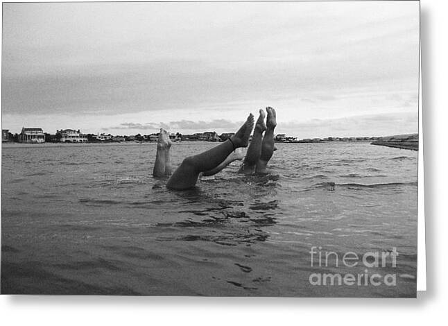 Upside Down Swimmers in the Sea - Greeting Card