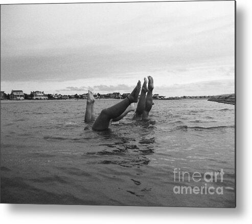 Upside Down Swimmers in the Sea - Metal Print